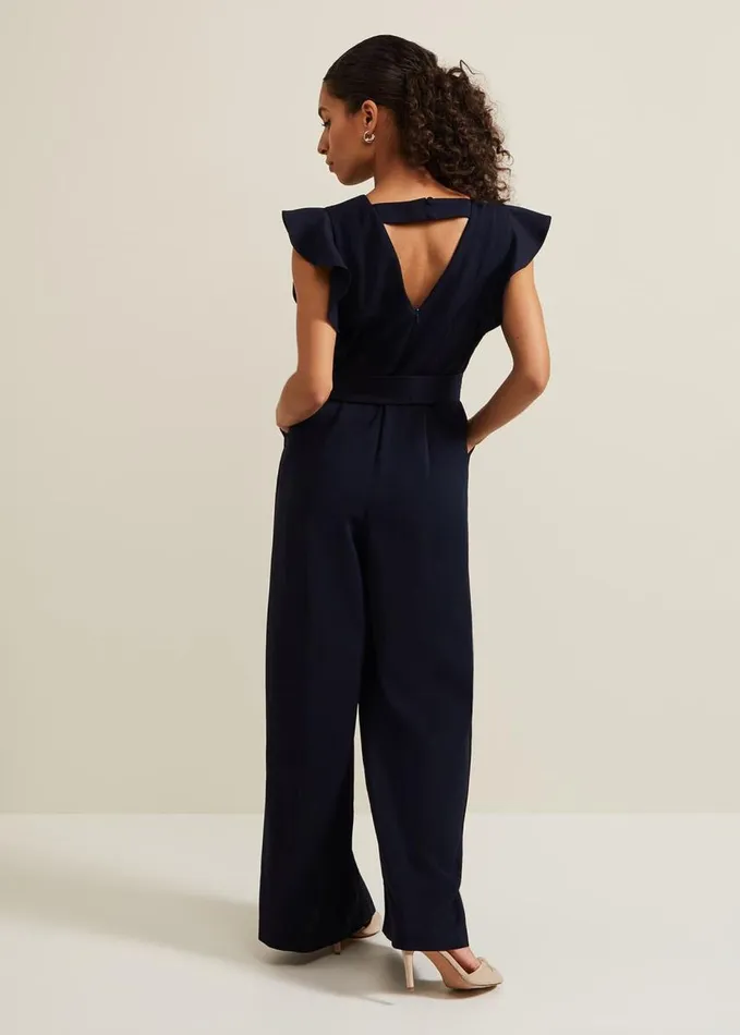 Phase Eight Petite Kallie Frill Jumpsuit Navy Women Dresses
