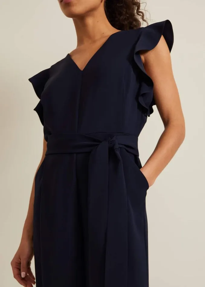 Phase Eight Petite Kallie Frill Jumpsuit Navy Women Dresses