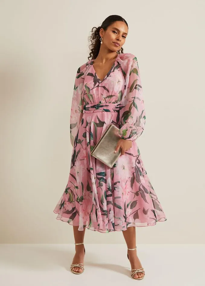 Phase Eight Petite Lina Printed Midi Dress Multicoloured Women Dresses