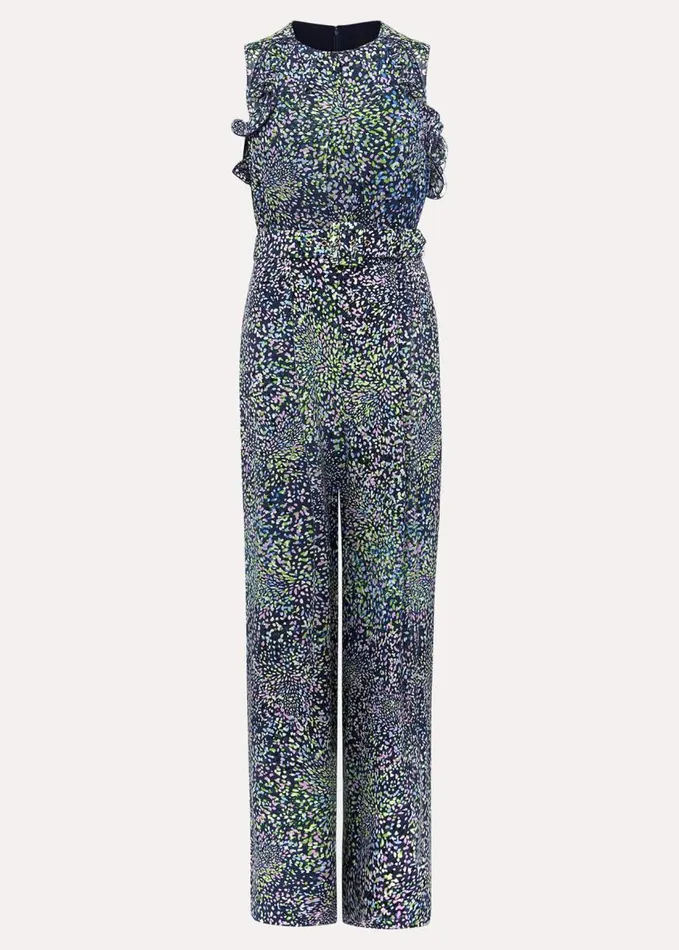 Phase Eight Petite Maggie Ruffle Printed Jumpsuit Navy Multi Women Dresses
