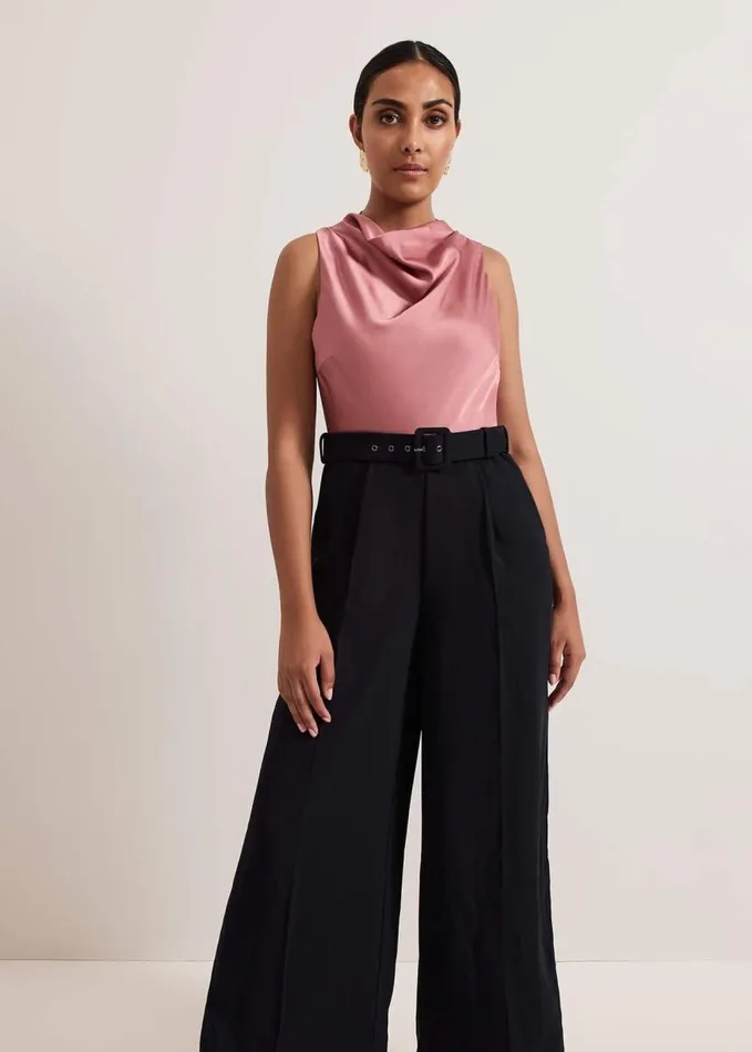 Phase Eight Petite Sabina Satin Wide Leg Jumpsuit Multicoloured Women Dresses