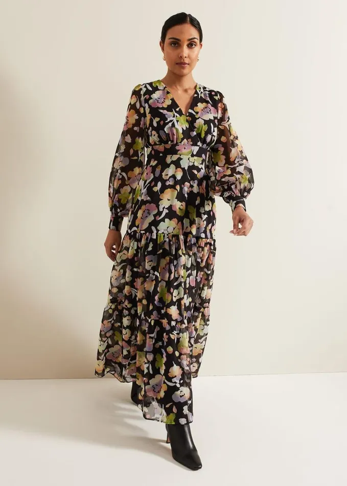 Phase Eight Petite Sandra Floral Maxi Dress Black Multi Women Dresses