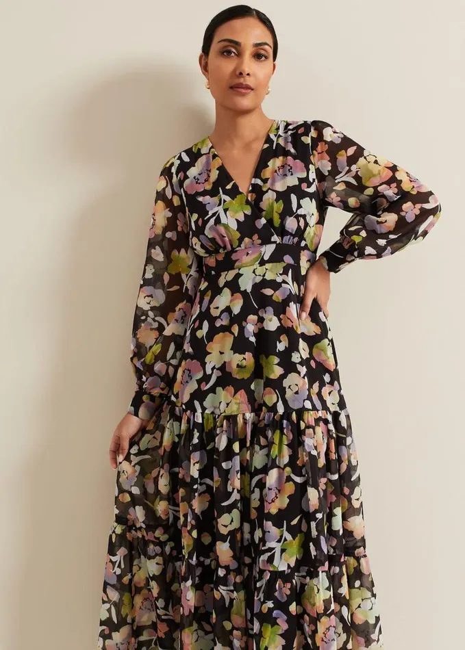 Phase Eight Petite Sandra Floral Maxi Dress Black Multi Women Dresses