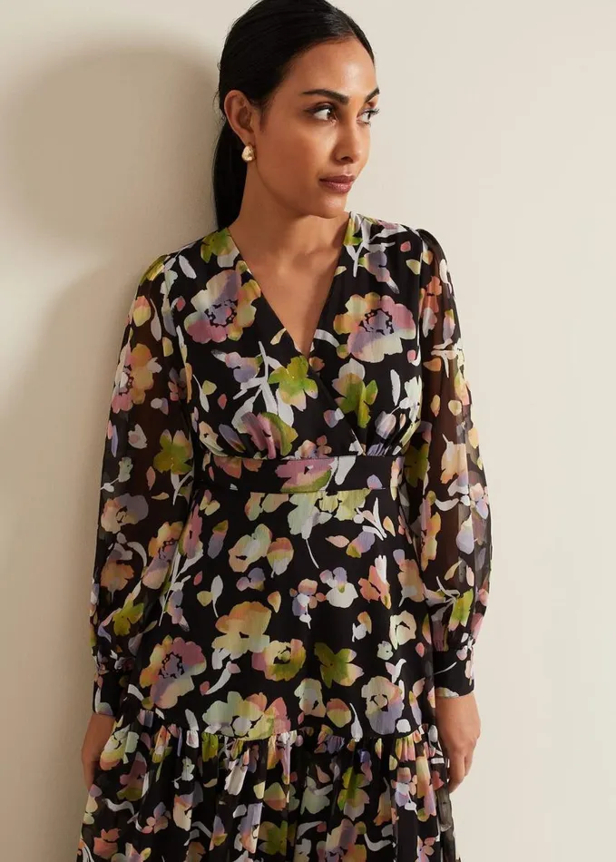 Phase Eight Petite Sandra Floral Maxi Dress Black Multi Women Dresses