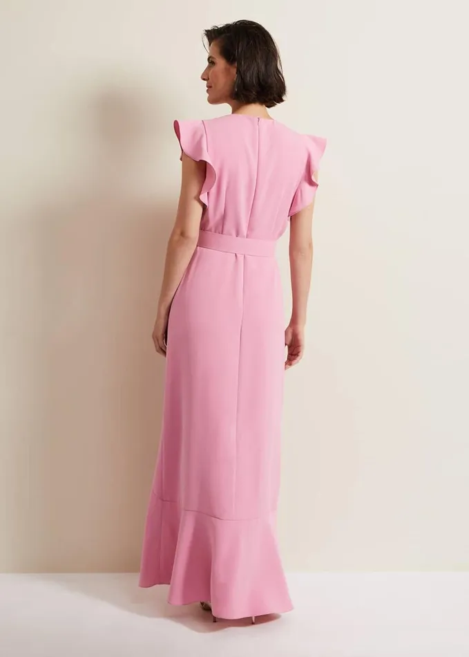 Phase Eight Phoebe Frill Maxi Dress Pink Women Dresses