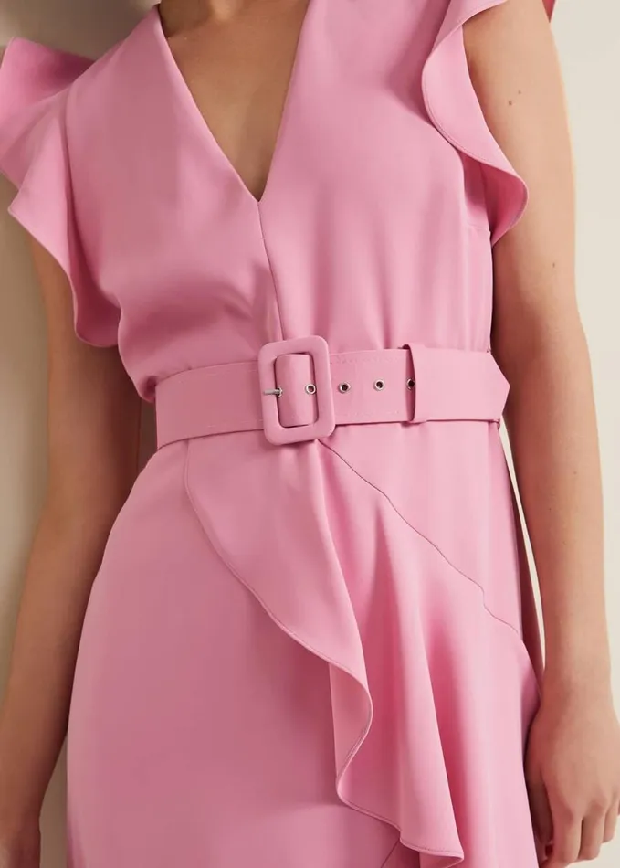 Phase Eight Phoebe Frill Maxi Dress Pink Women Dresses