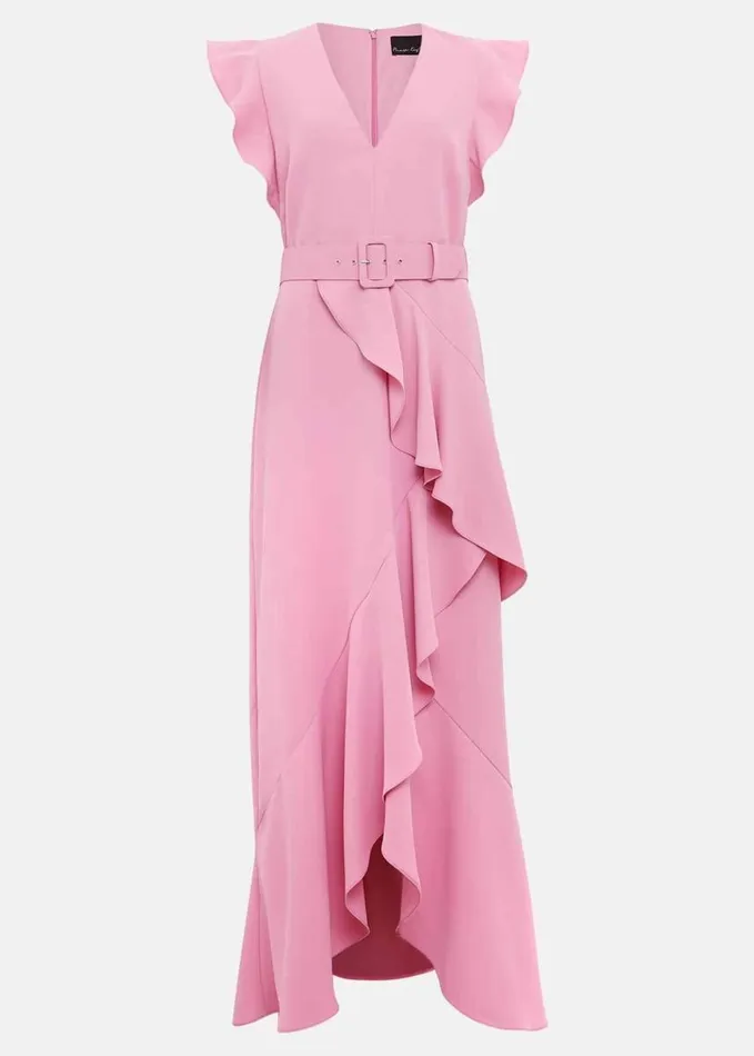 Phase Eight Phoebe Frill Maxi Dress Pink Women Dresses