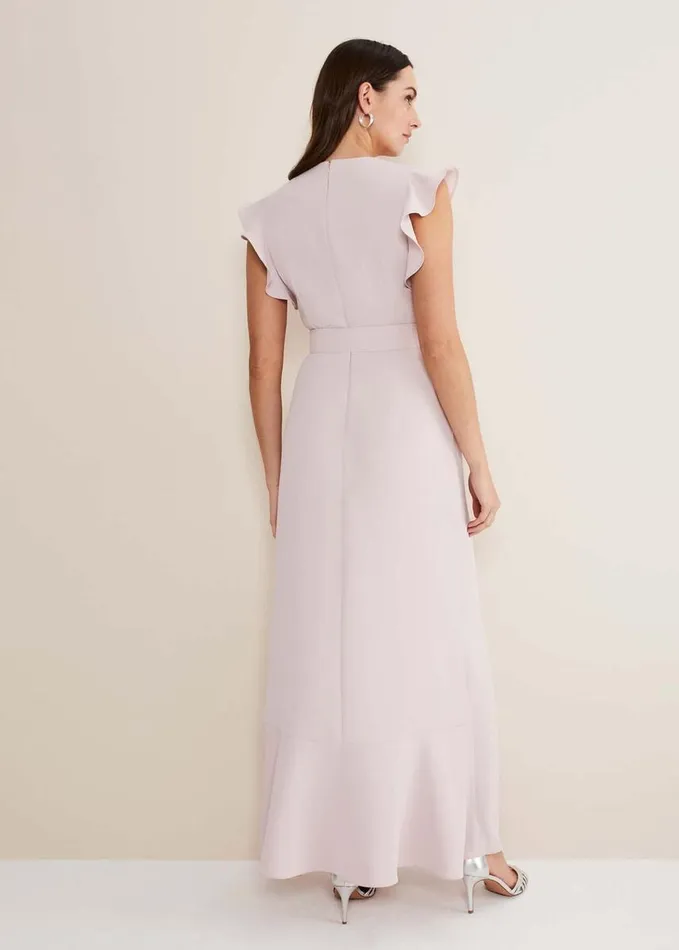 Phase Eight Phoebe Frill Maxi Dress Powder Pink Women Dresses