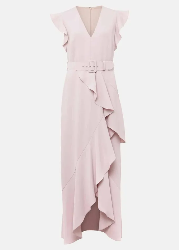 Phase Eight Phoebe Frill Maxi Dress Powder Pink Women Dresses