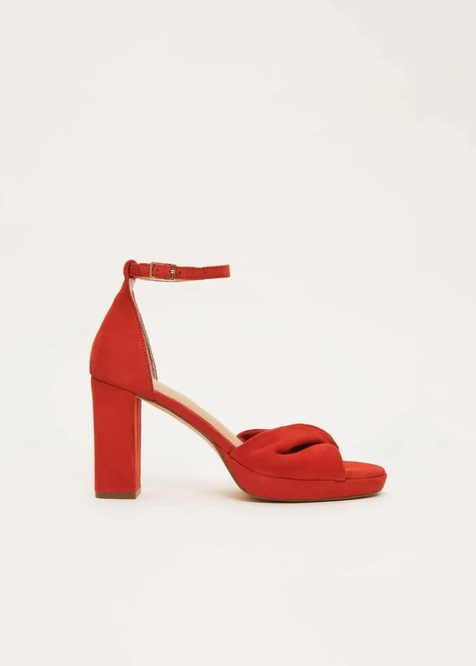 Phase Eight Red Suede Open Toe Heels Red Women Occasion Shoes