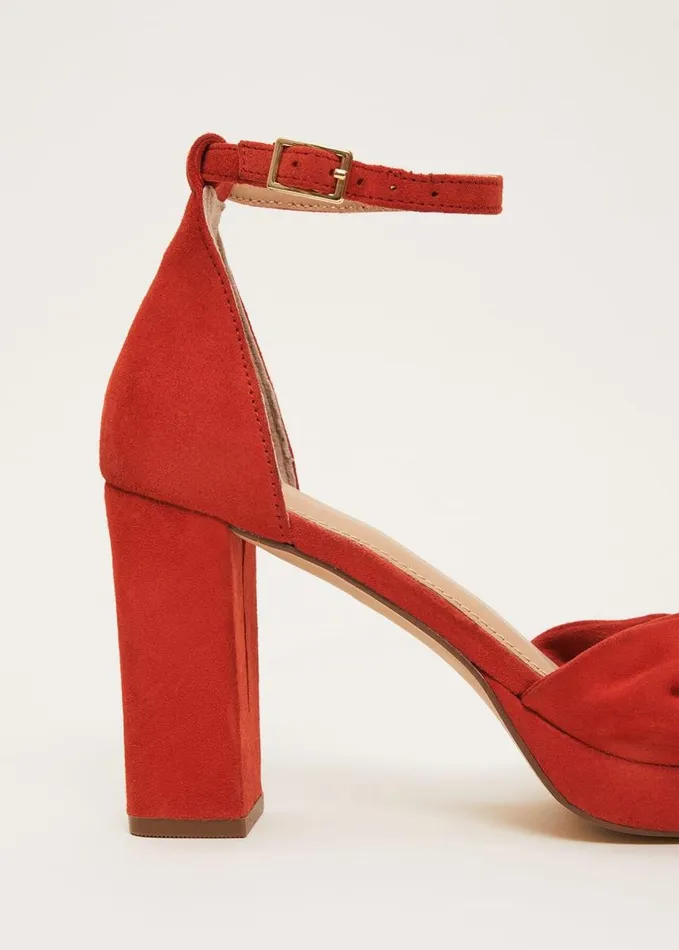 Phase Eight Red Suede Open Toe Heels Red Women Occasion Shoes