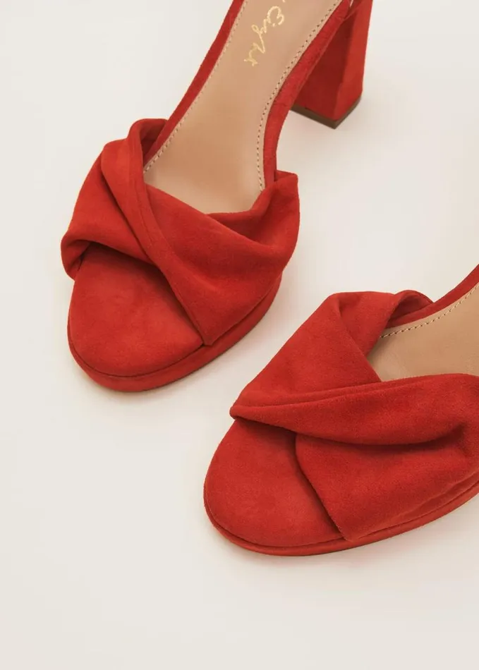 Phase Eight Red Suede Open Toe Heels Red Women Occasion Shoes