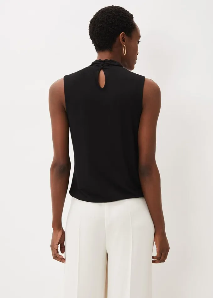 Phase Eight Reign Twist Neck Jersey Top Black Women Tops and TShirts