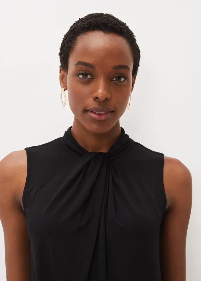 Phase Eight Reign Twist Neck Jersey Top Black Women Tops and TShirts