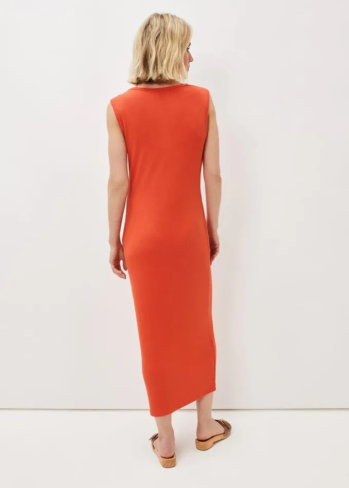 Phase Eight Reya Ribbed Column Midi Dress Burnt Orange Women Dresses