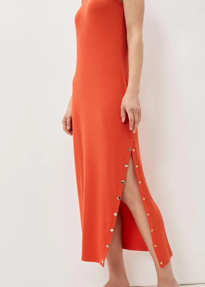 Phase Eight Reya Ribbed Column Midi Dress Burnt Orange Women Dresses
