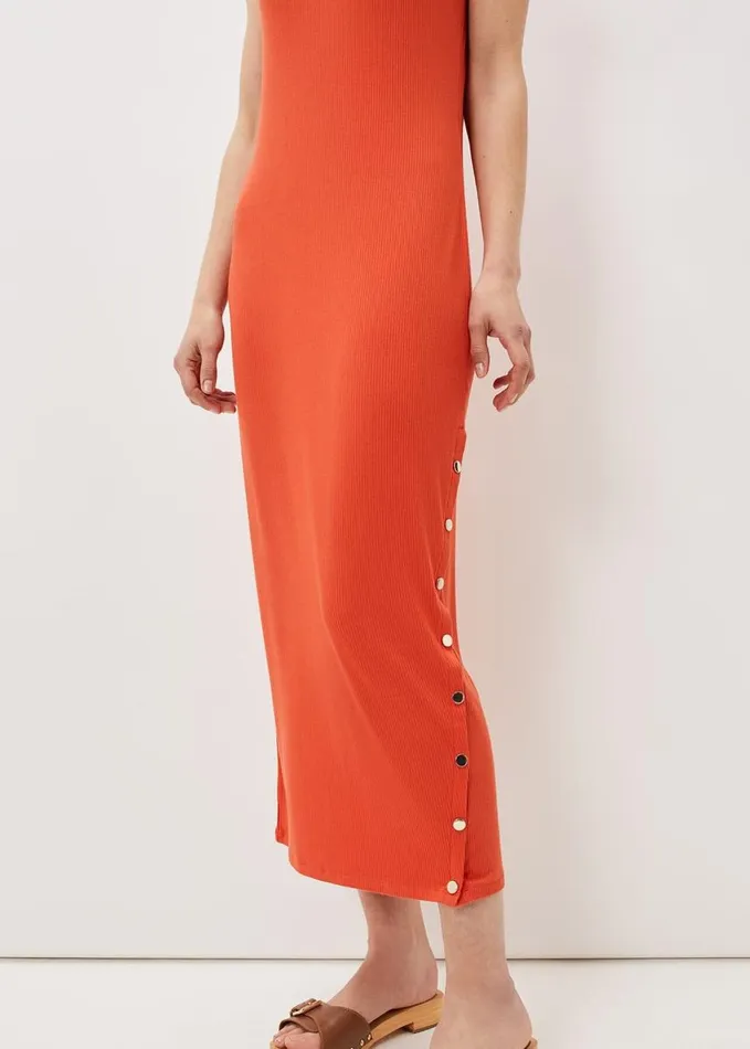 Phase Eight Reya Ribbed Column Midi Dress Burnt Orange Women Dresses