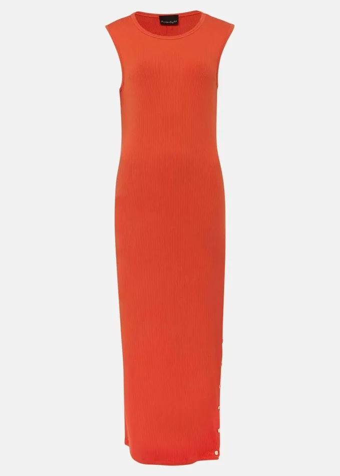 Phase Eight Reya Ribbed Column Midi Dress Burnt Orange Women Dresses