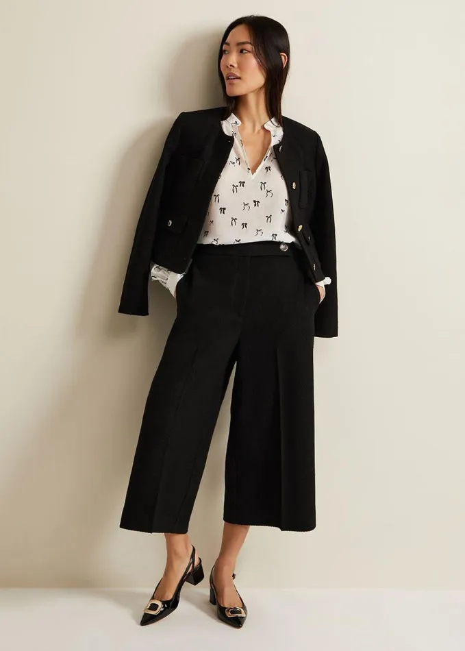 Phase Eight Ripley Boucle Culotte Black Women Trousers