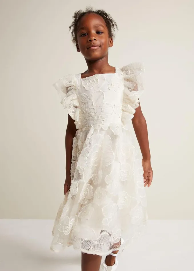 Phase Eight Rosa Lace Applique Smock Dress Cream Women Dresses