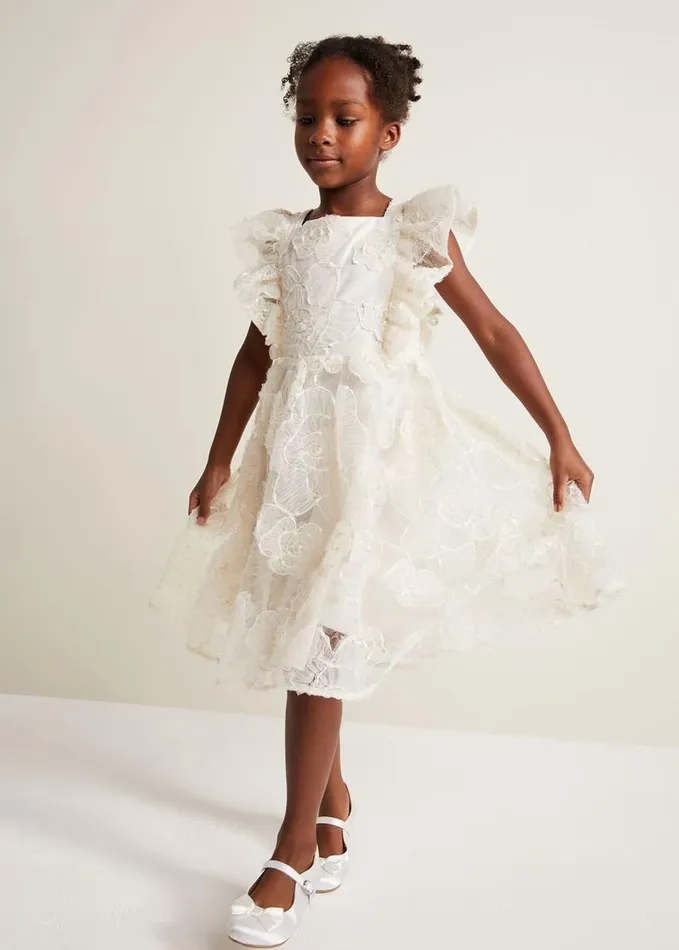 Phase Eight Rosa Lace Applique Smock Dress Cream Women Dresses