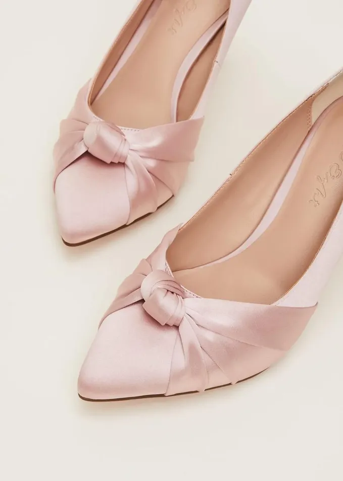 Phase Eight Satin Knot Front Court Shoe Antique Rose Women Occasion Shoes