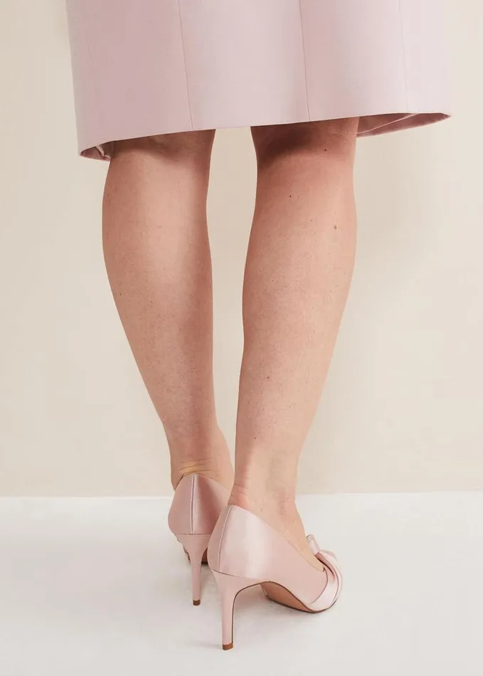 Phase Eight Satin Knot Front Court Shoe Antique Rose Women Occasion Shoes