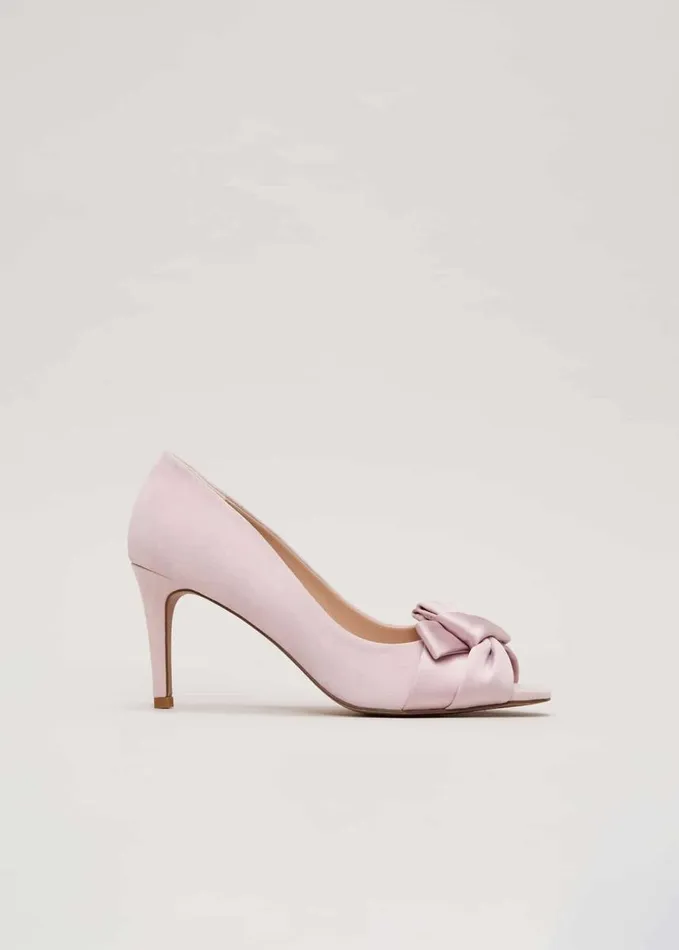 Phase Eight Satin Twist Peeptoe Shoes Pale Pink Women Occasion Shoes