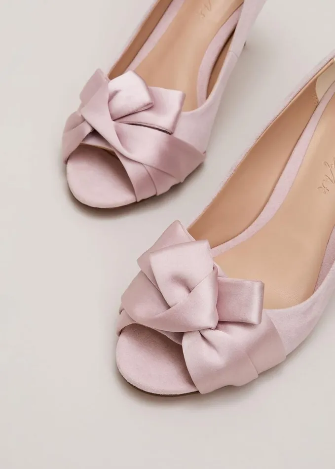Phase Eight Satin Twist Peeptoe Shoes Pale Pink Women Occasion Shoes