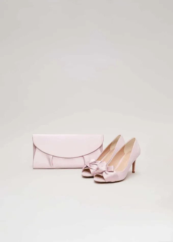 Phase Eight Satin Twist Peeptoe Shoes Pale Pink Women Occasion Shoes