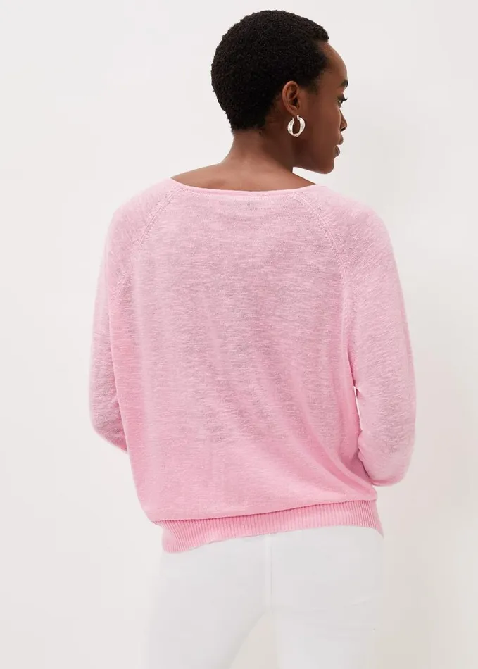 Phase Eight Senita Linen VNeck Jumper Pink Women Knitwear