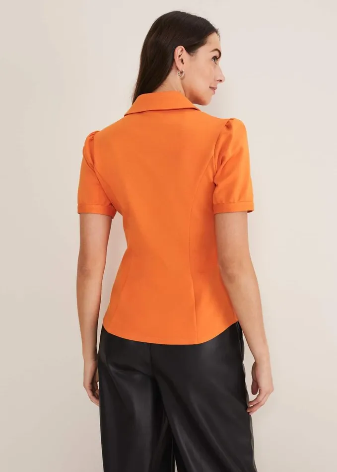 Phase Eight Shaden Zip Front Ponte Top Orange Women Tops and TShirts