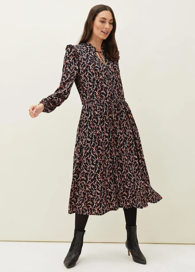 Phase Eight Shay Floral Midi Dress Navypink Women Dresses