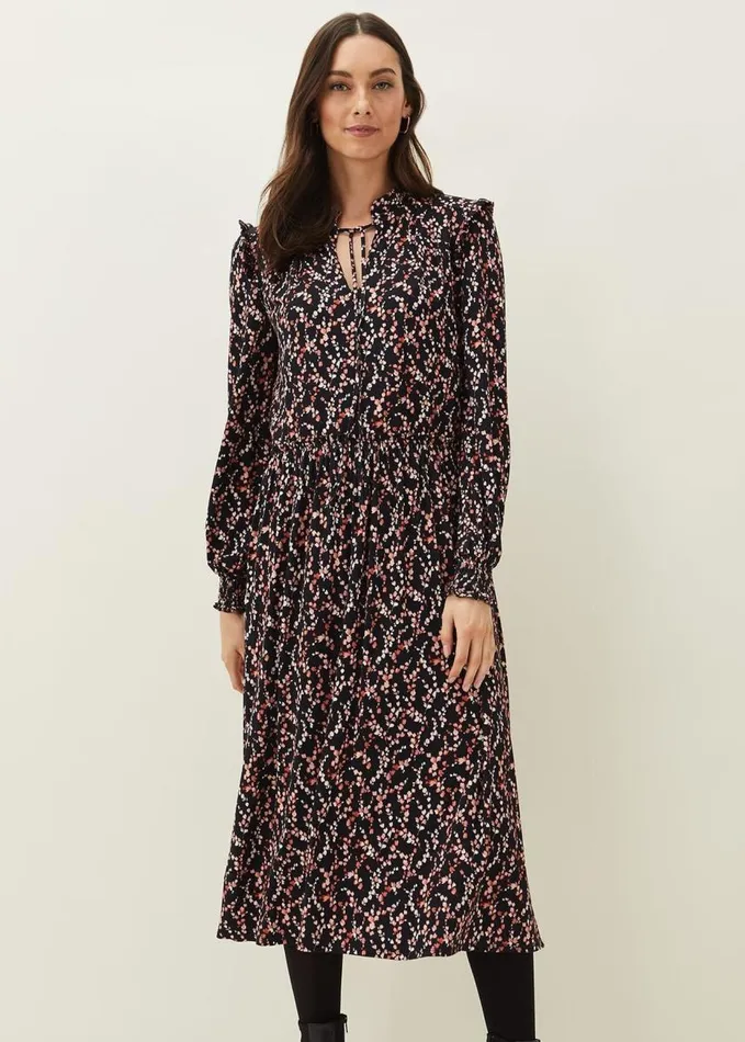 Phase Eight Shay Floral Midi Dress Navypink Women Dresses