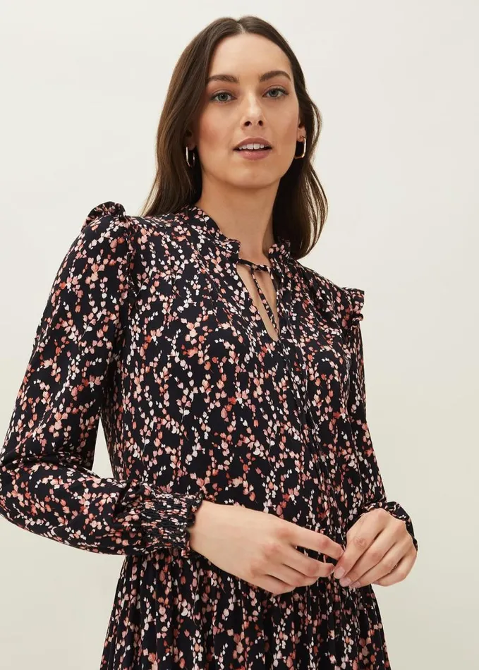Phase Eight Shay Floral Midi Dress Navypink Women Dresses