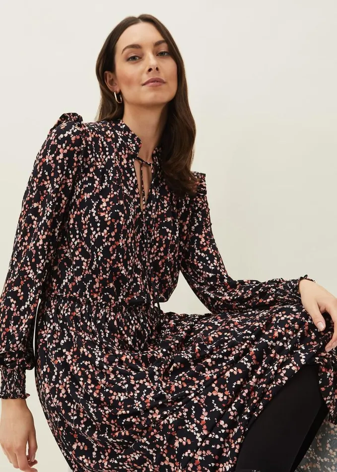 Phase Eight Shay Floral Midi Dress Navypink Women Dresses