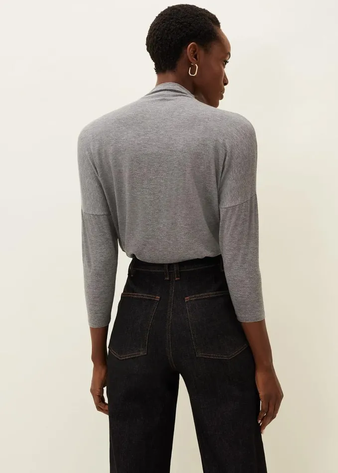 Phase Eight Shiloh Roll Neck Jersey Top Grey Women Tops and TShirts