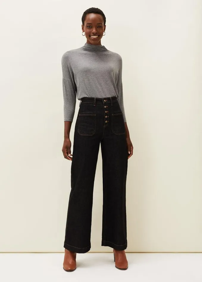 Phase Eight Shiloh Roll Neck Jersey Top Grey Women Tops and TShirts