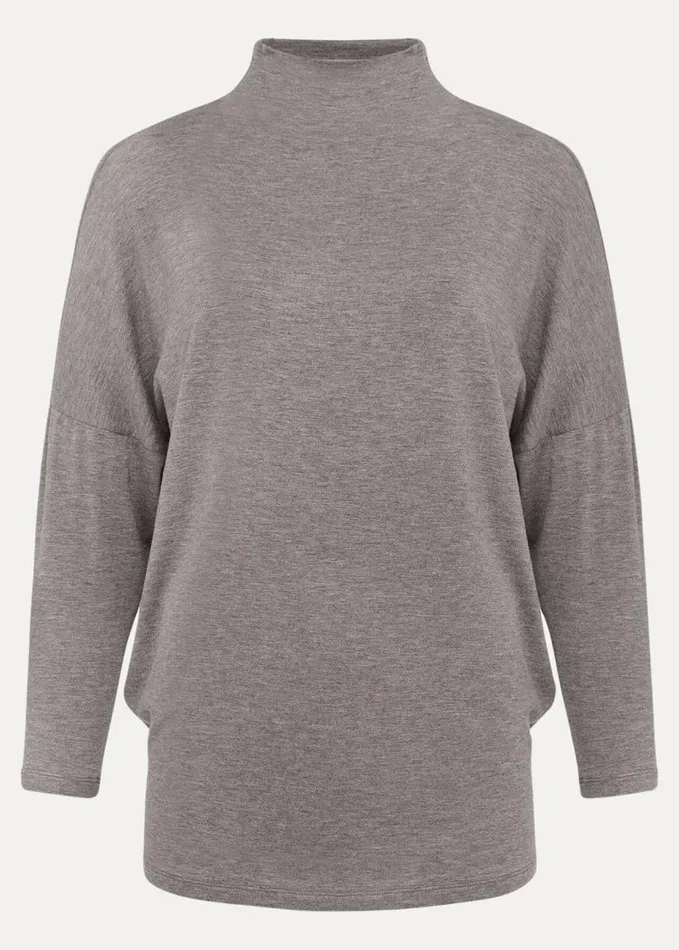 Phase Eight Shiloh Roll Neck Jersey Top Grey Women Tops and TShirts
