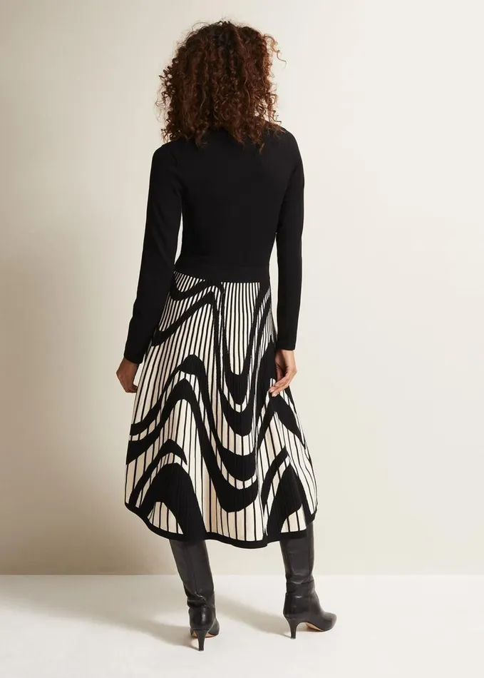 Phase Eight Silvia Fit And Flare Midi Dress Blackivory Women Dresses
