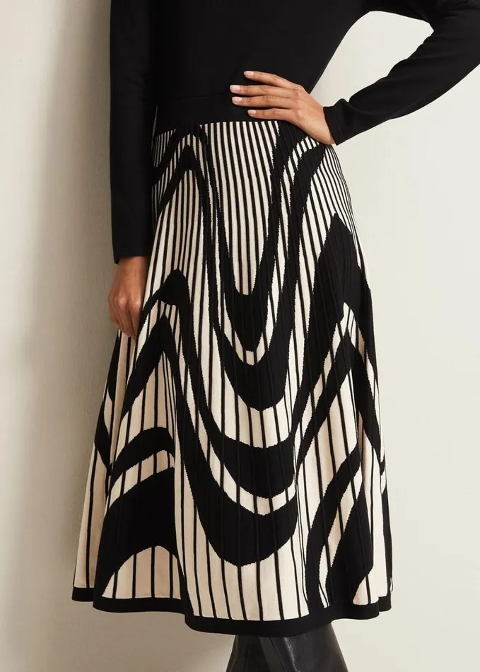 Phase Eight Silvia Fit And Flare Midi Dress Blackivory Women Dresses