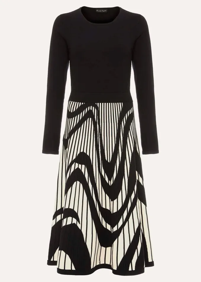 Phase Eight Silvia Fit And Flare Midi Dress Blackivory Women Dresses