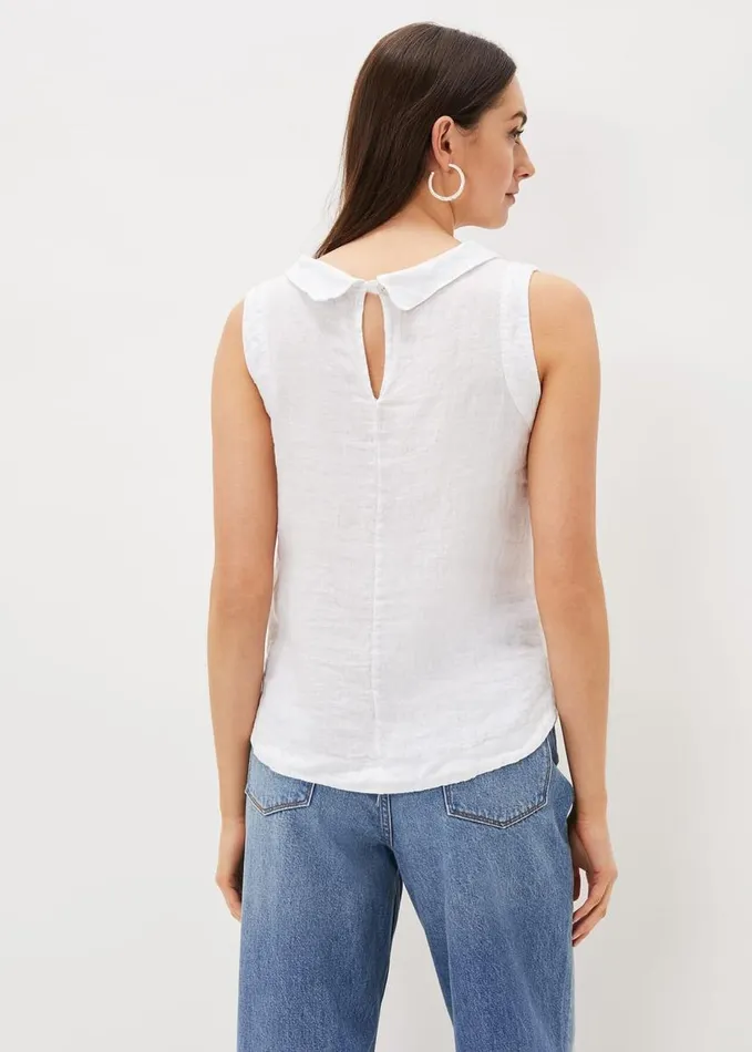 Phase Eight Sky Linen Sleeveless Blouse White Women Shirts and Blouses