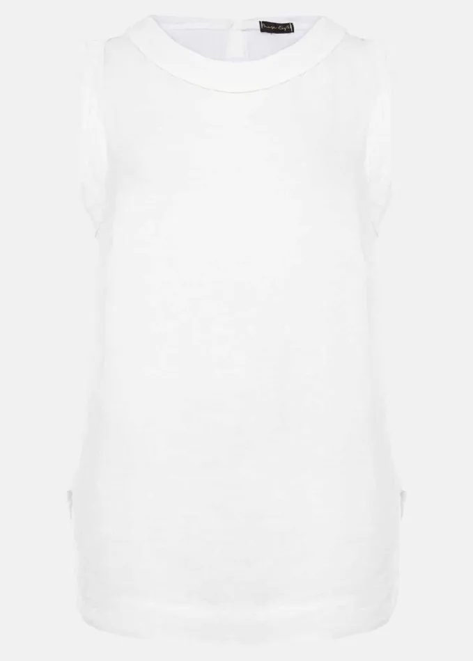Phase Eight Sky Linen Sleeveless Blouse White Women Shirts and Blouses