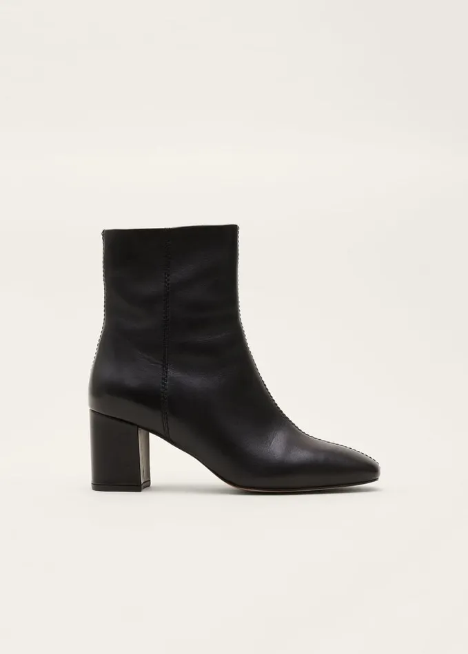 Phase Eight Stitched Leather Boot Black Women Heels