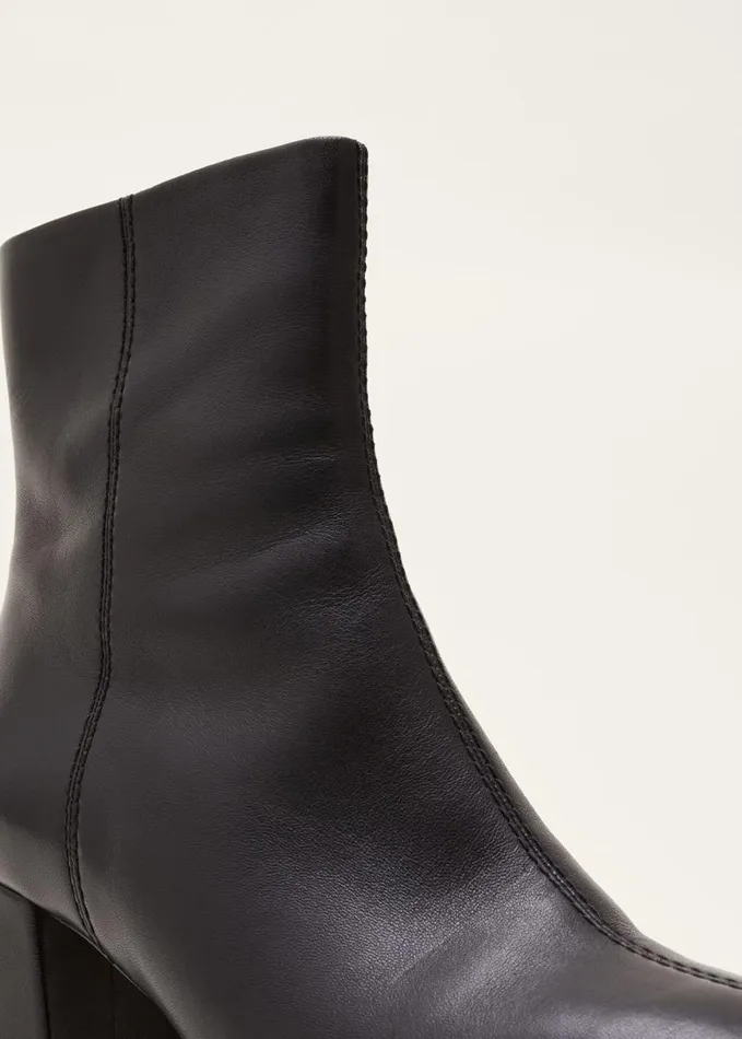 Phase Eight Stitched Leather Boot Black Women Heels