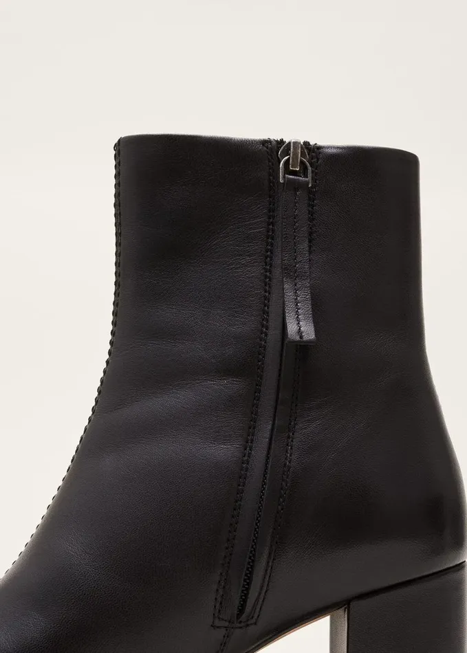 Phase Eight Stitched Leather Boot Black Women Heels