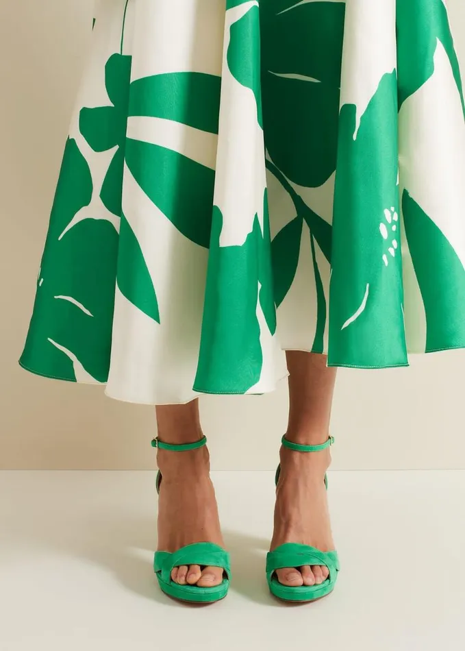 Phase Eight Suede Crossover Platform Sandal Green Women Occasion Shoes