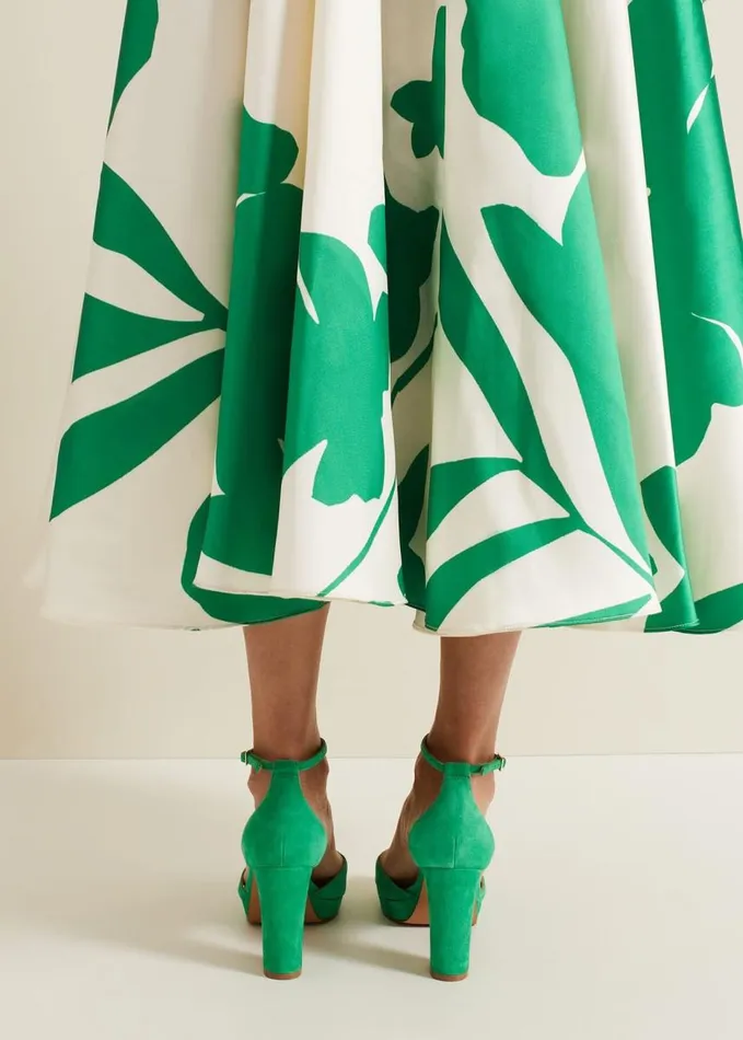 Phase Eight Suede Crossover Platform Sandal Green Women Occasion Shoes