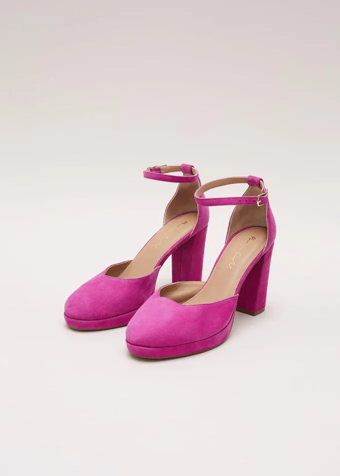 Phase Eight Suede Platform Shoes Pink Women Occasion Shoes